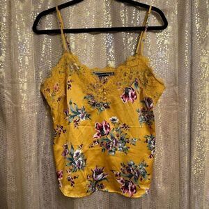 Abercrombie & Fitch Marigold Golden Floral Silky Lace Camisole Top Med